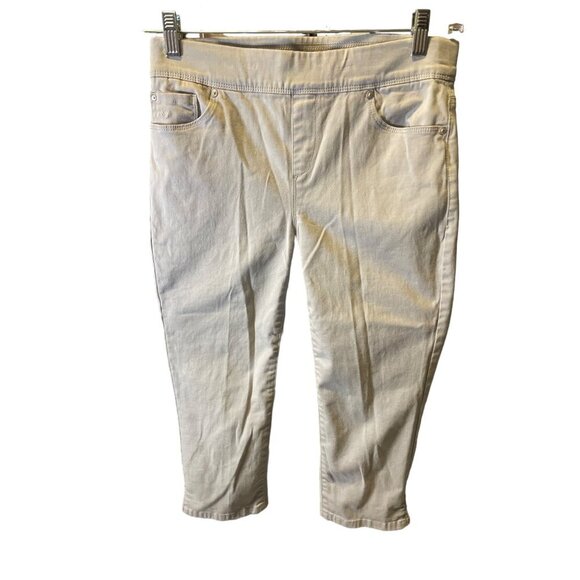 Gloria Vanderbilt Tan Pull On Flat Front Cropped Pants Sz 6P - Picture 1 of 6
